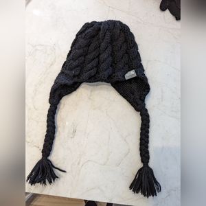 North Face women's knit hat with tassels
